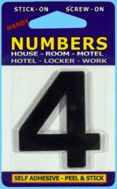 Handy House Number Black Number - 4 - No Base - Number Outline Only