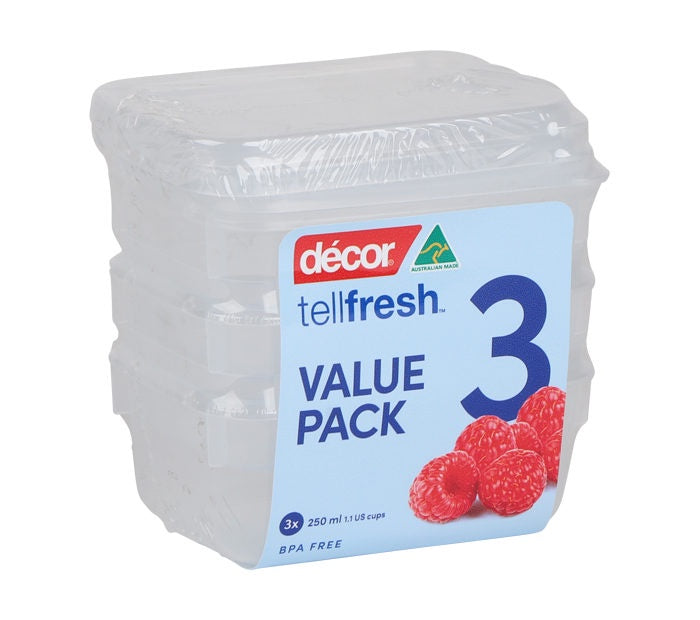 Décor Tellfresh™ Food Container Set, Oblong 250ml (3-Pack)