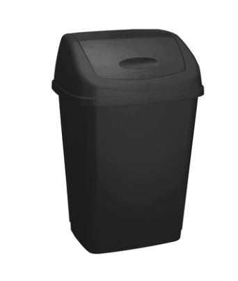 21.5Lit Rectangular Bin With Swing Lid - Black Only