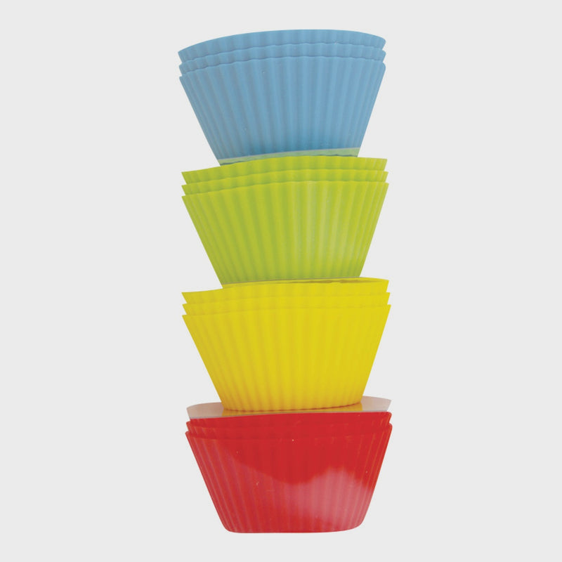 Avanti Silicone Muffin Cups, Set of 12, Avanti, Assorted Colours - Red, Blue, Green, Yellow