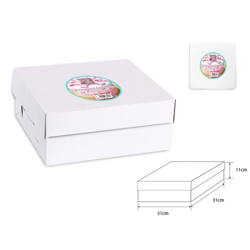 Corrugated Cake Box 31x31x11cm White
