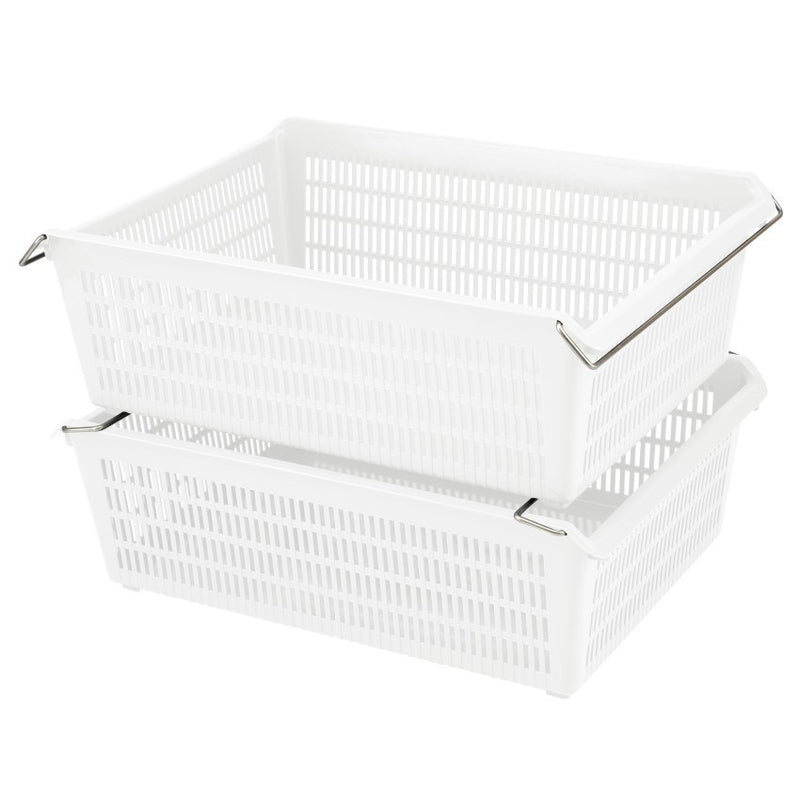 Stackable Basket w Metal Handle - Large