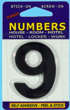 Handy House Number Black Number - 9 - No Base - Number Outline Only