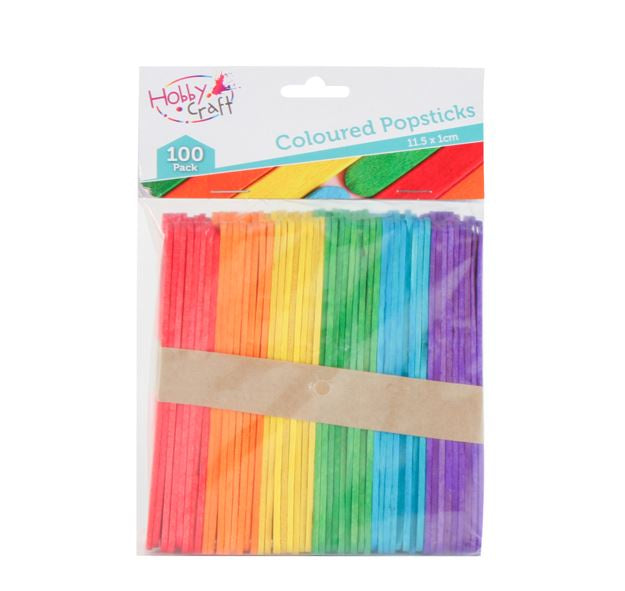 Craft Coloured Wood Popsticks