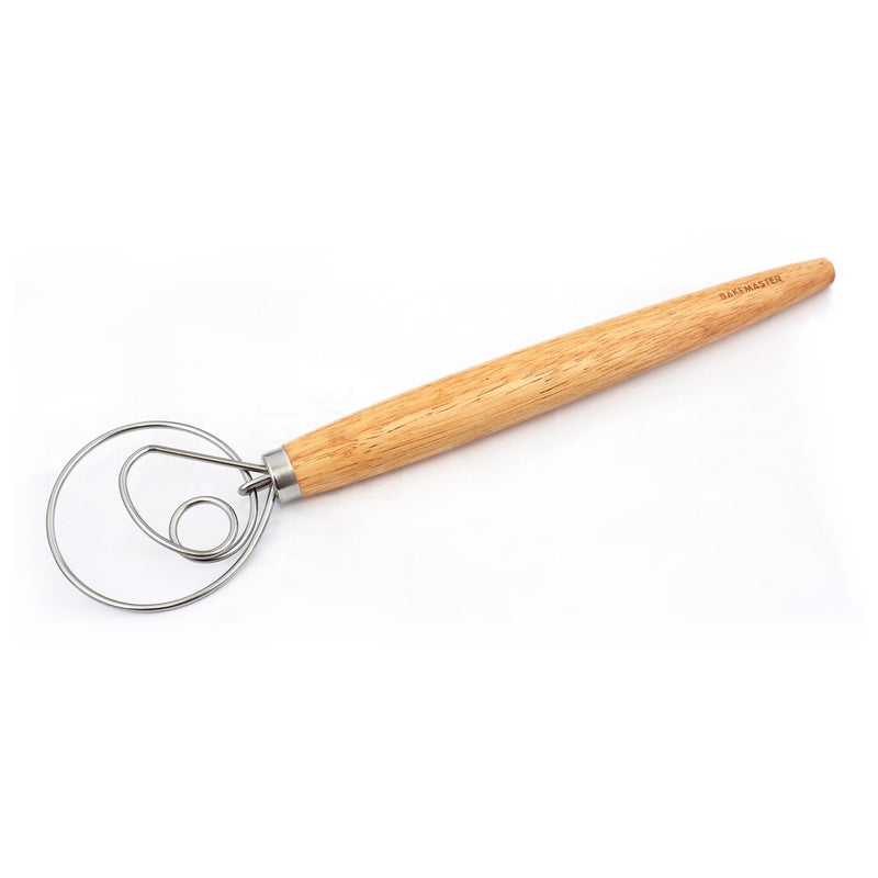 Bakemaster Dough Whisk Wood & Stainless Steel