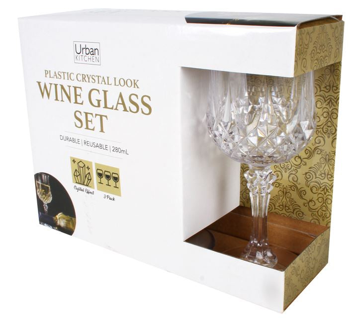 3pcs Crystal Effect Wine Glass