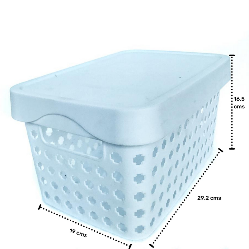 Basket, With Lid Cover, Small, White
