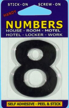 Handy House Number Black Number - 8 - No Base - Number Outline Only