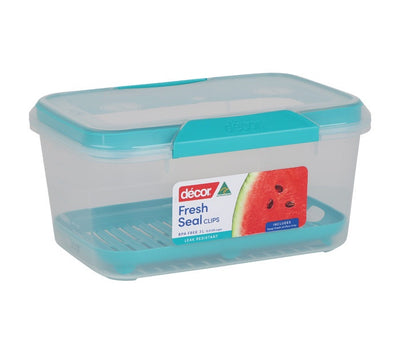 Decor Fresh Seal Clips 430 mL Square Container Teal