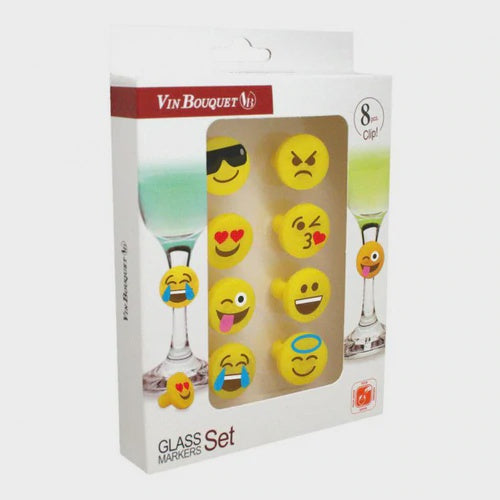 Vin Bouquet Smiley Silicon Glass Marker Set of 8