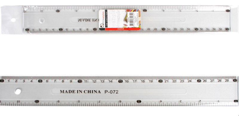 30cm Ruler Clear Plastic