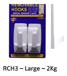 Handy Removable Hook - Long Oval – 1.5Kg Card of 2