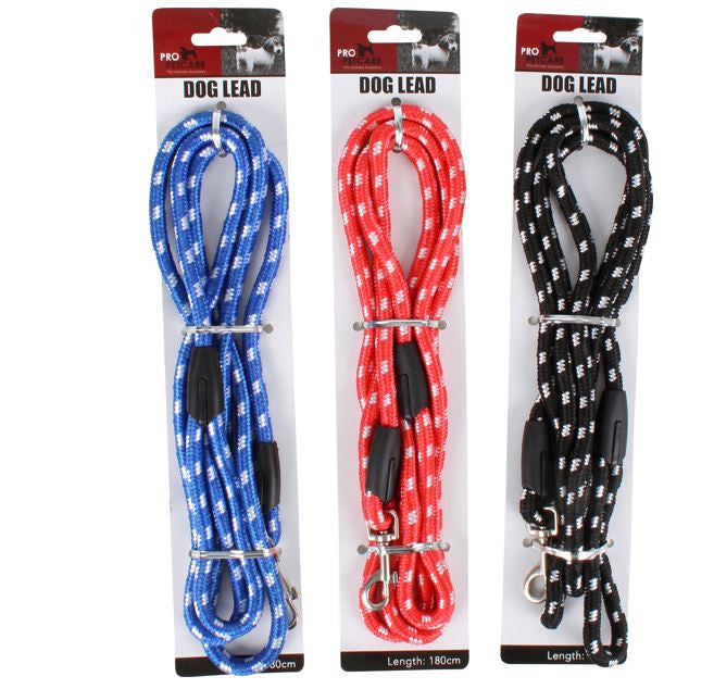 Nylon Dog Lead 180cm 3 Asst