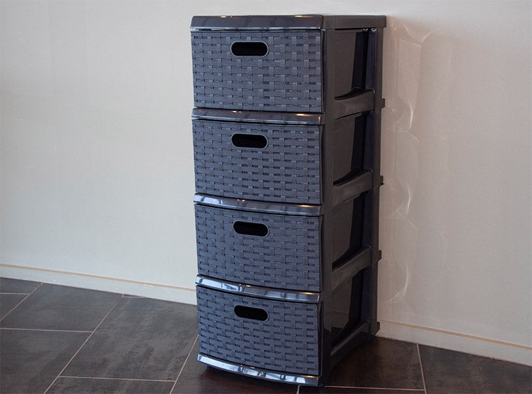 Taurus A3 Weave Storage Tower – 4 Drawer, Charcoal