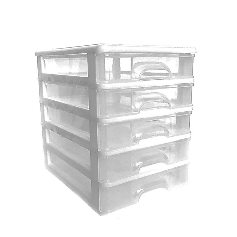 Goodview Desktop Unit A4, 5 Drawer Clear