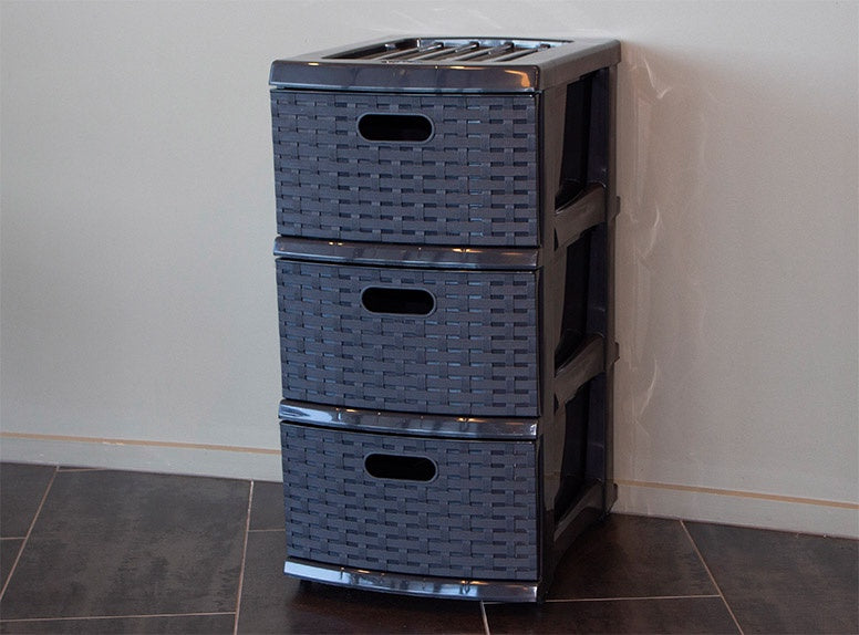 Taurus A3 Weave Storage Tower – 3 Drawer, Charcoal