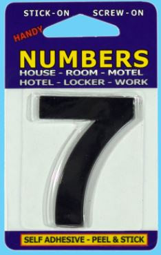 Handy House Number Black Number - 7 - No Base - Number Outline Only