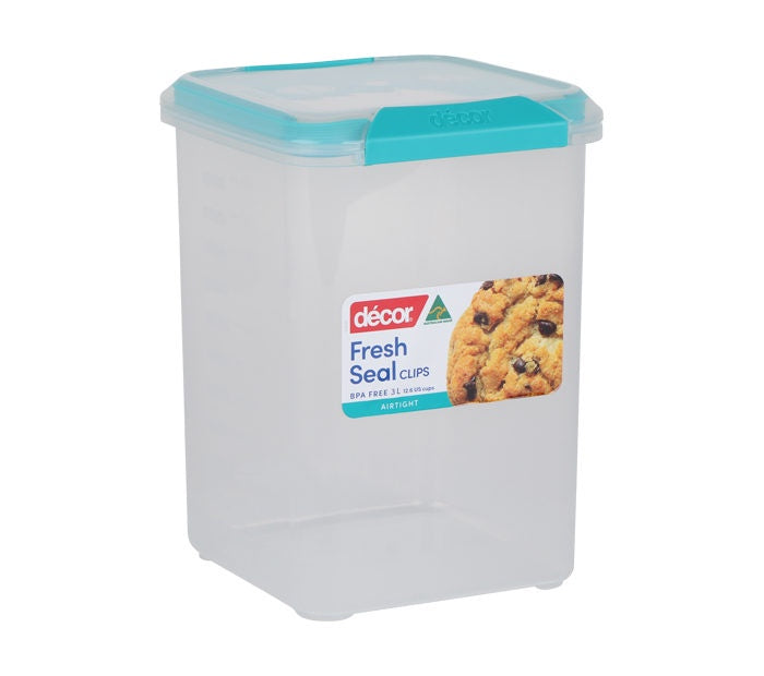 Décor Fresh Seal Clips Tall Square 3L Container