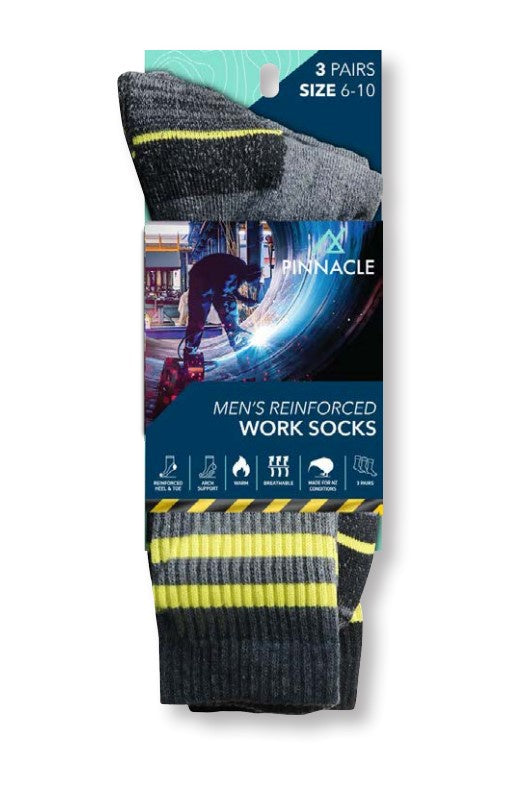 Men’s Reinforced Work Socks, 3 Pack Size 6-10