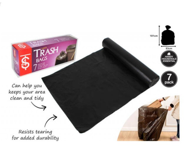 7 Pk Rubbish Trash Bags W Ties