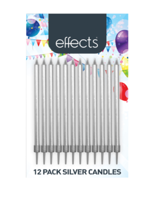 Candle Silver 10cm 12pk