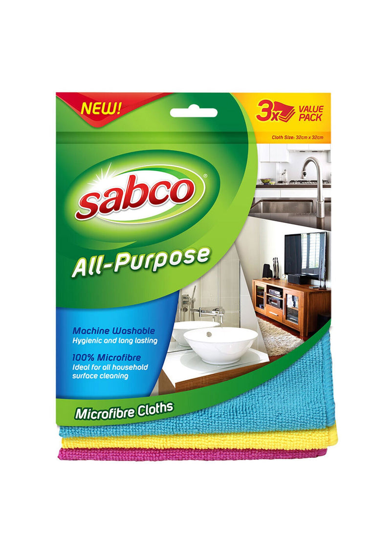 Sabco Microfibre Sponge Cloth 3-Pack